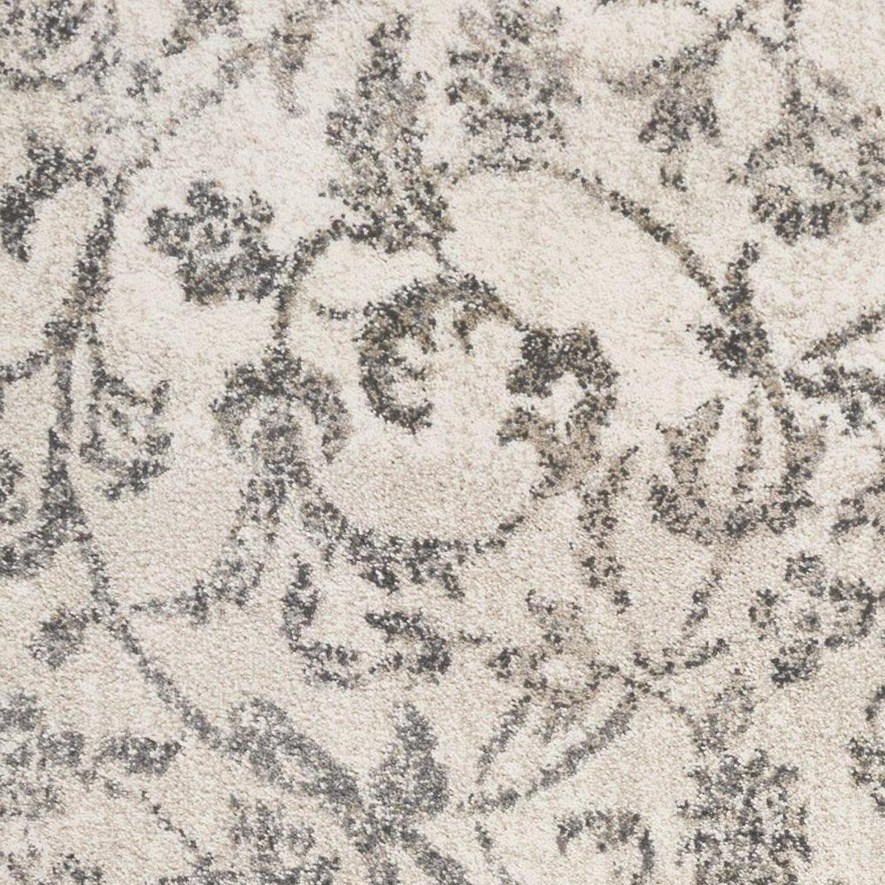 8' X 10' Ivory And Brown Floral Medallion Distressed Area Rug