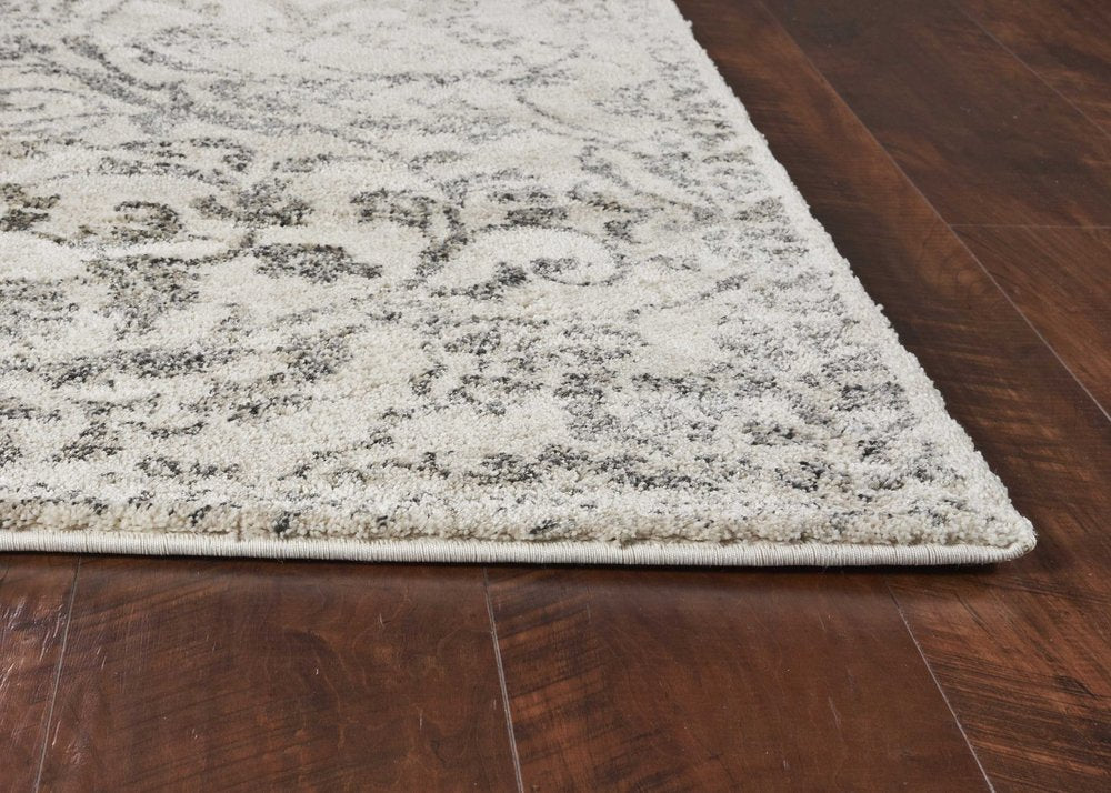 8' X 10' Ivory And Brown Floral Medallion Distressed Area Rug