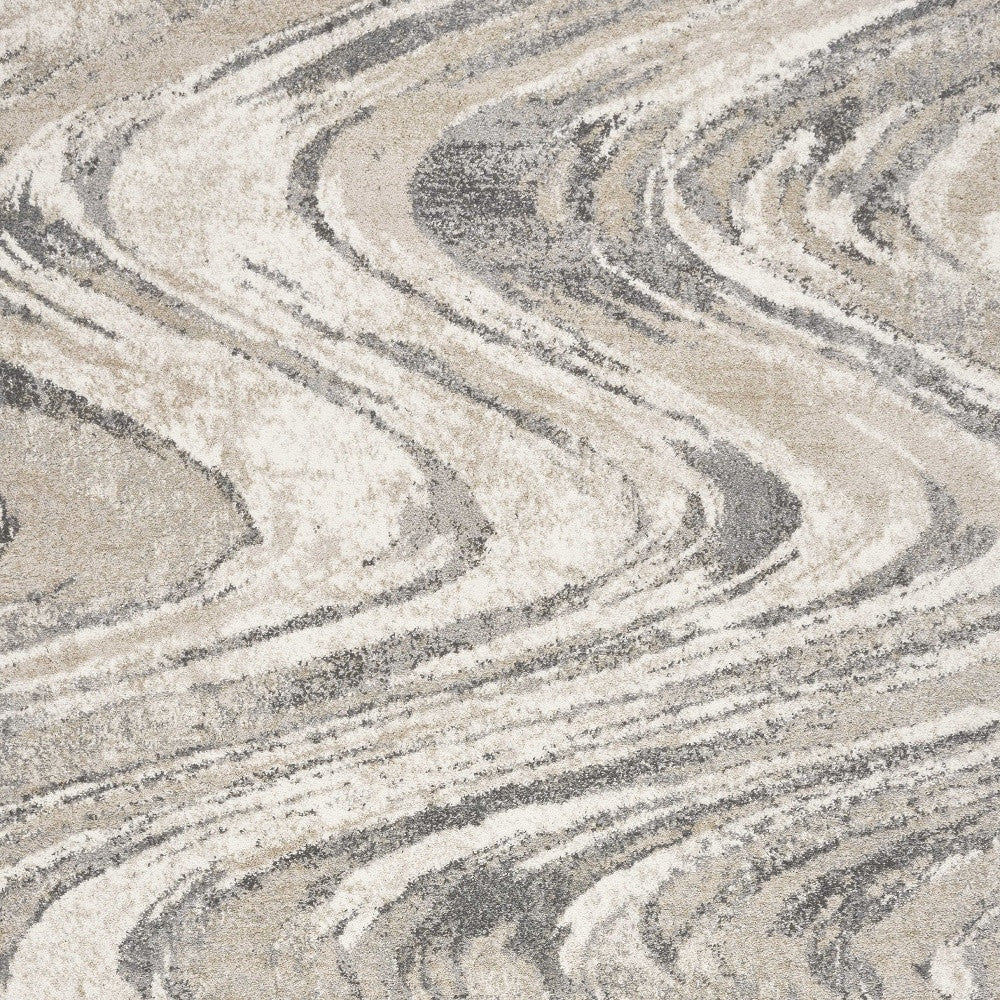 7' X 9' Gray And Tan Abstract Area Rug