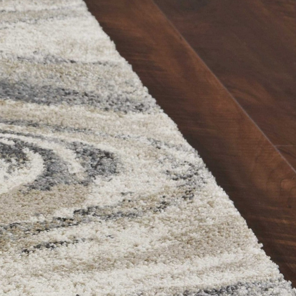 7' X 9' Gray And Tan Abstract Area Rug