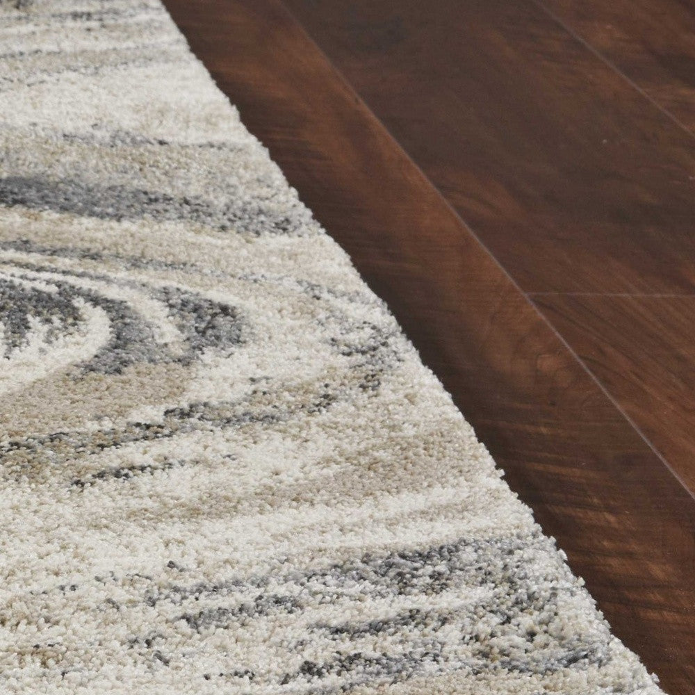 7' X 9' Gray And Tan Abstract Area Rug