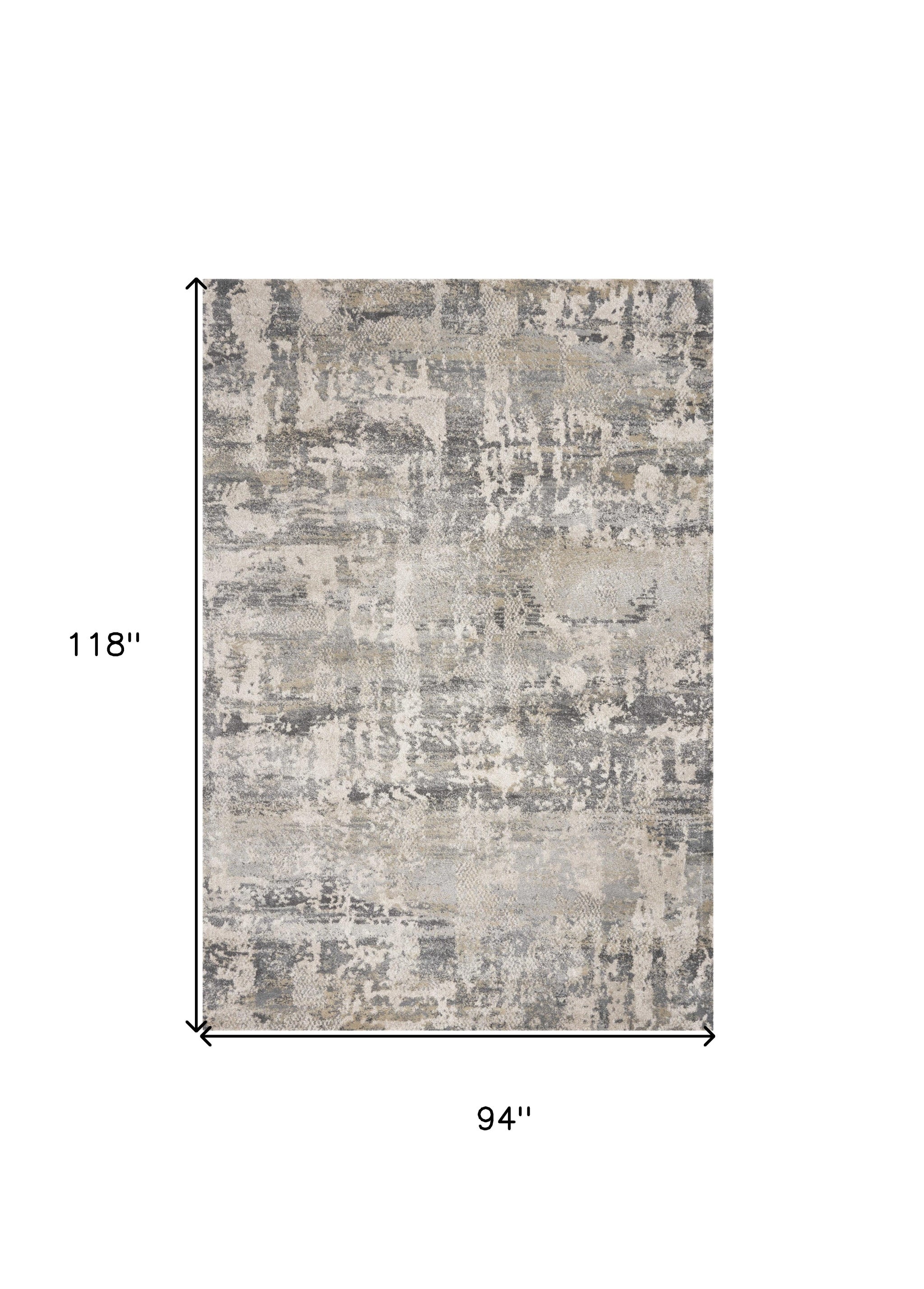 7' X 9' Gray And Tan Abstract Area Rug