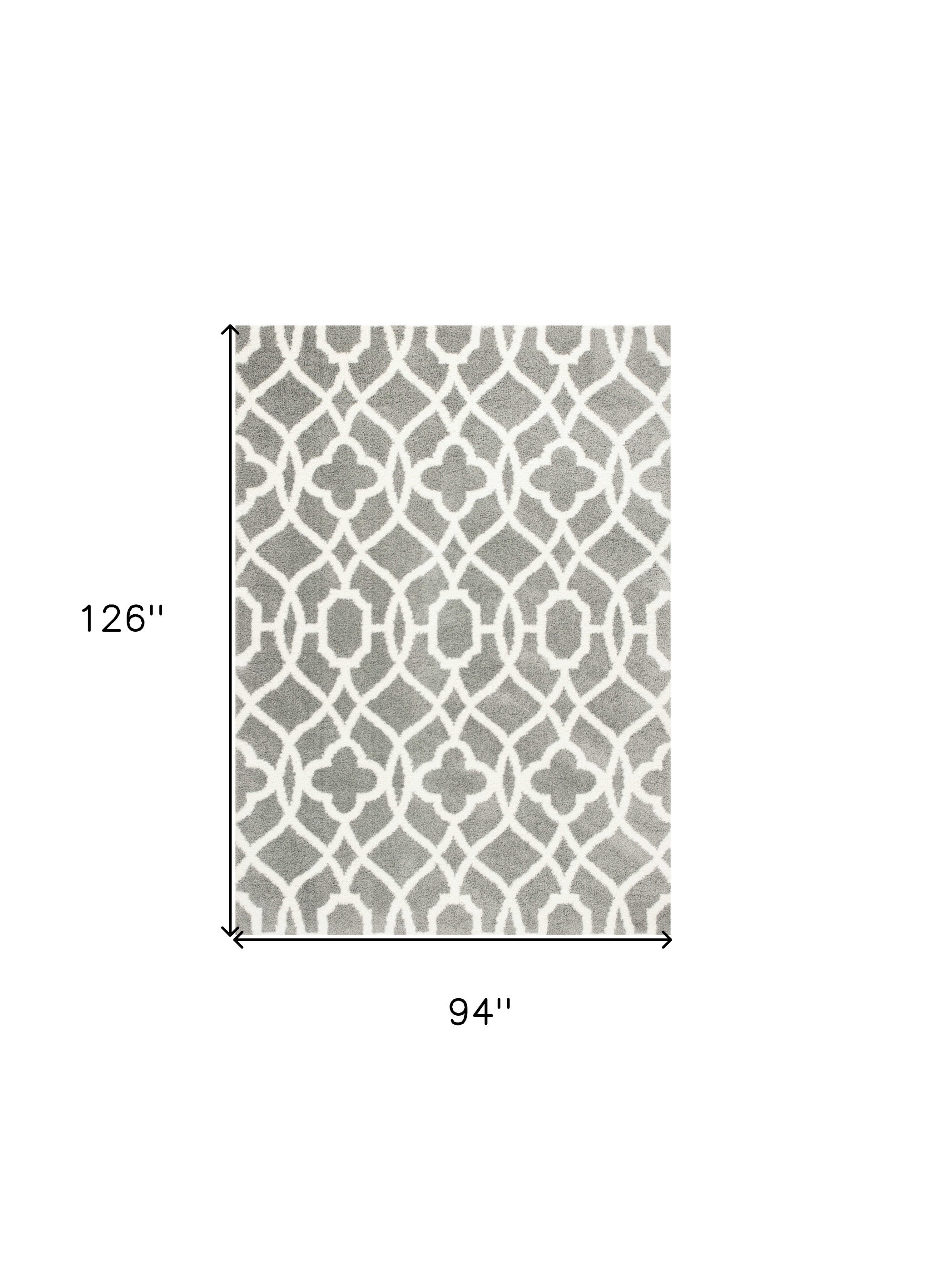 8' X 11' Gray And Ivory Ogee Area Rug