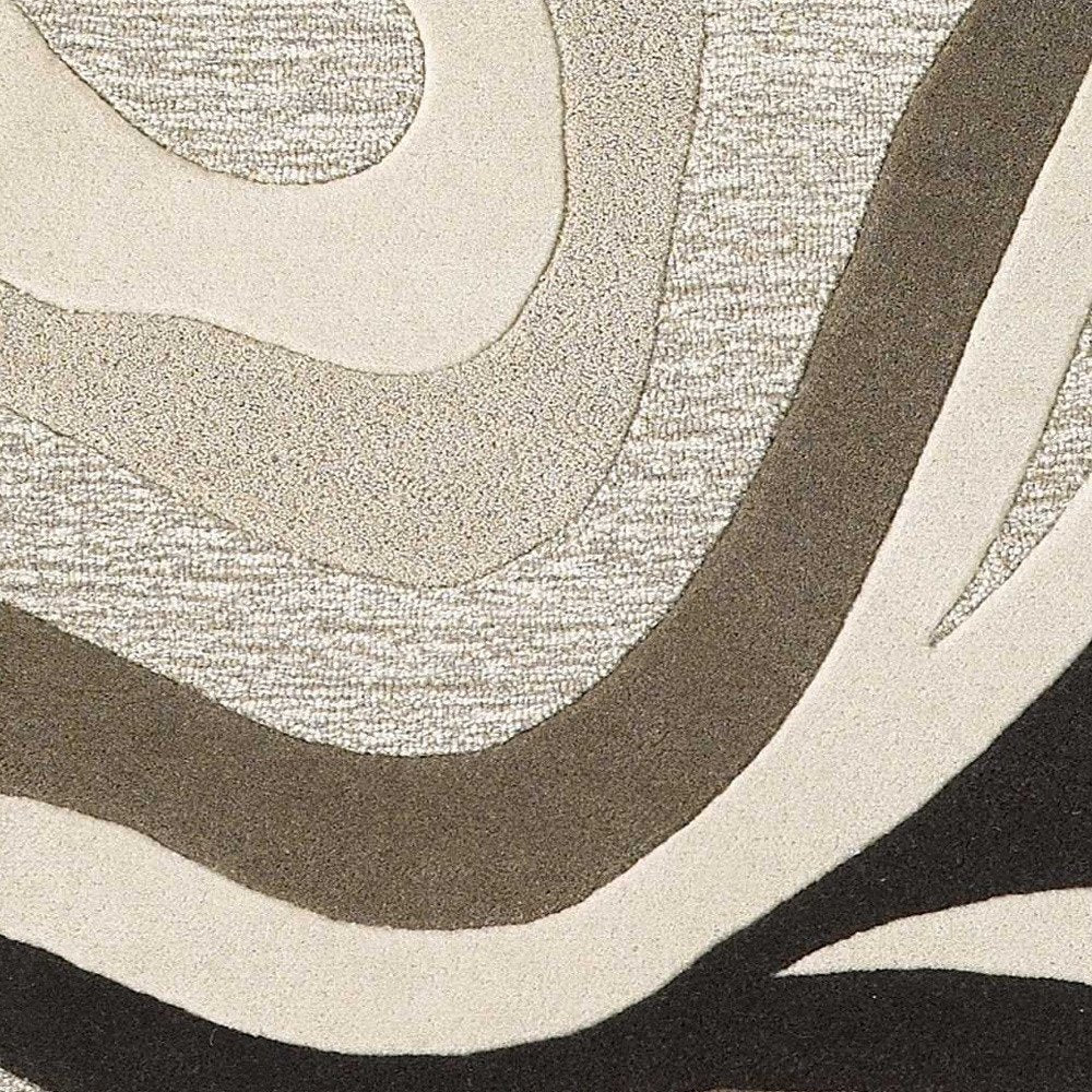 8' X 10' Beige Ivory And Black Wool Abstract Hand Tufted Area Rug