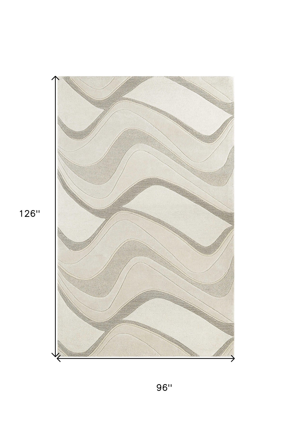 8' X 10' Ivory And Gray Wool Abstract Hand Tufted Area Rug