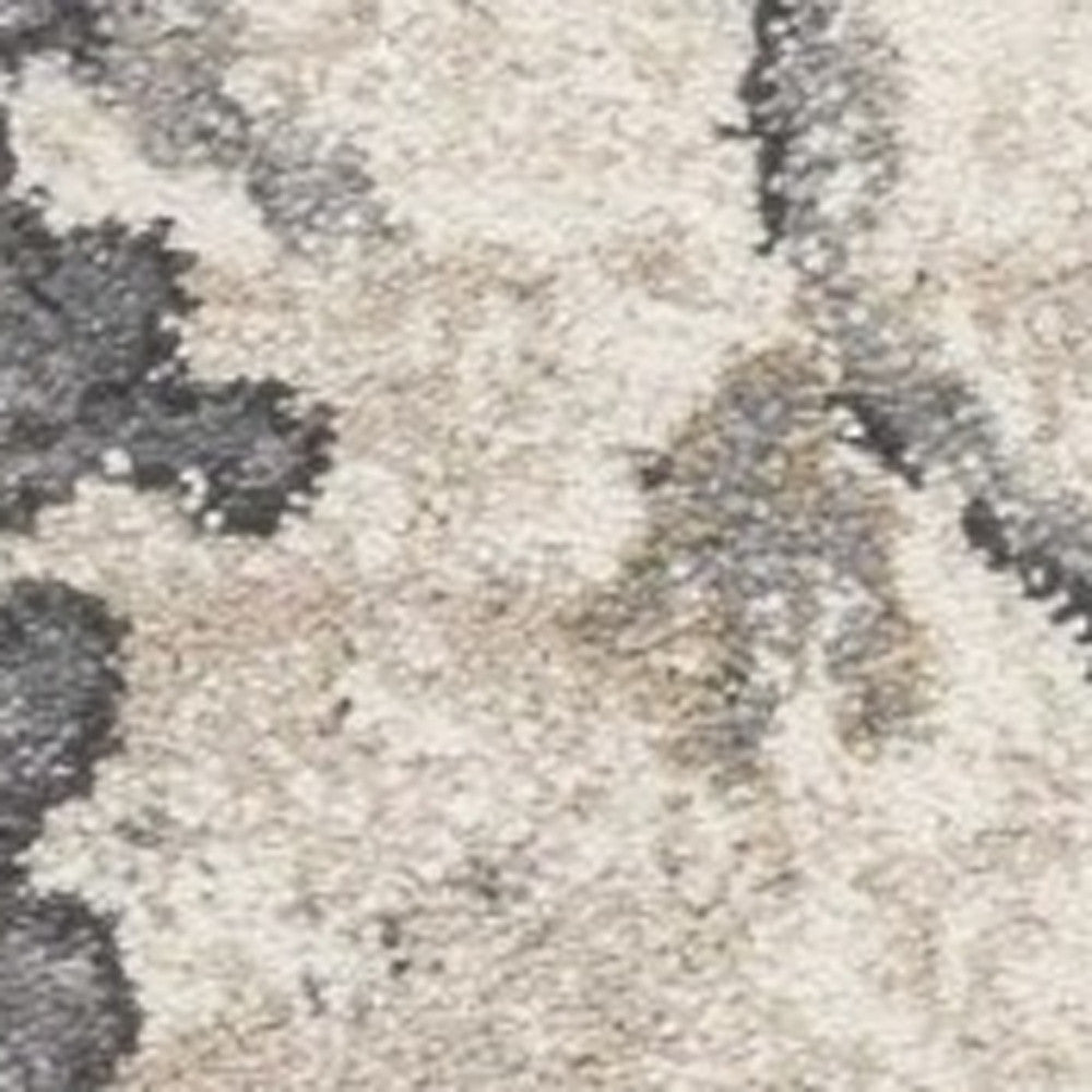 9' X 13' Ivory And Gray Floral Medallion Distressed Area Rug