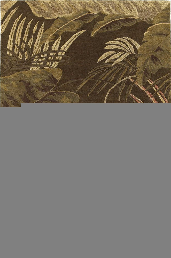 5' X 8' Brown And Beige Wool Botanical Leaves Hand Tufted Area Rug