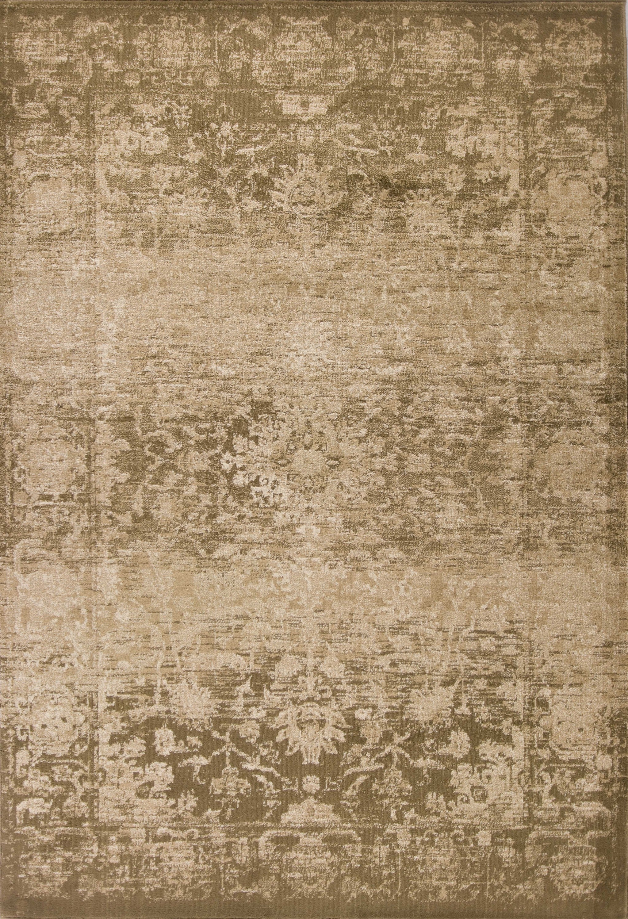 5' X 8' Beige And Tan Floral Medallion Distressed Area Rug