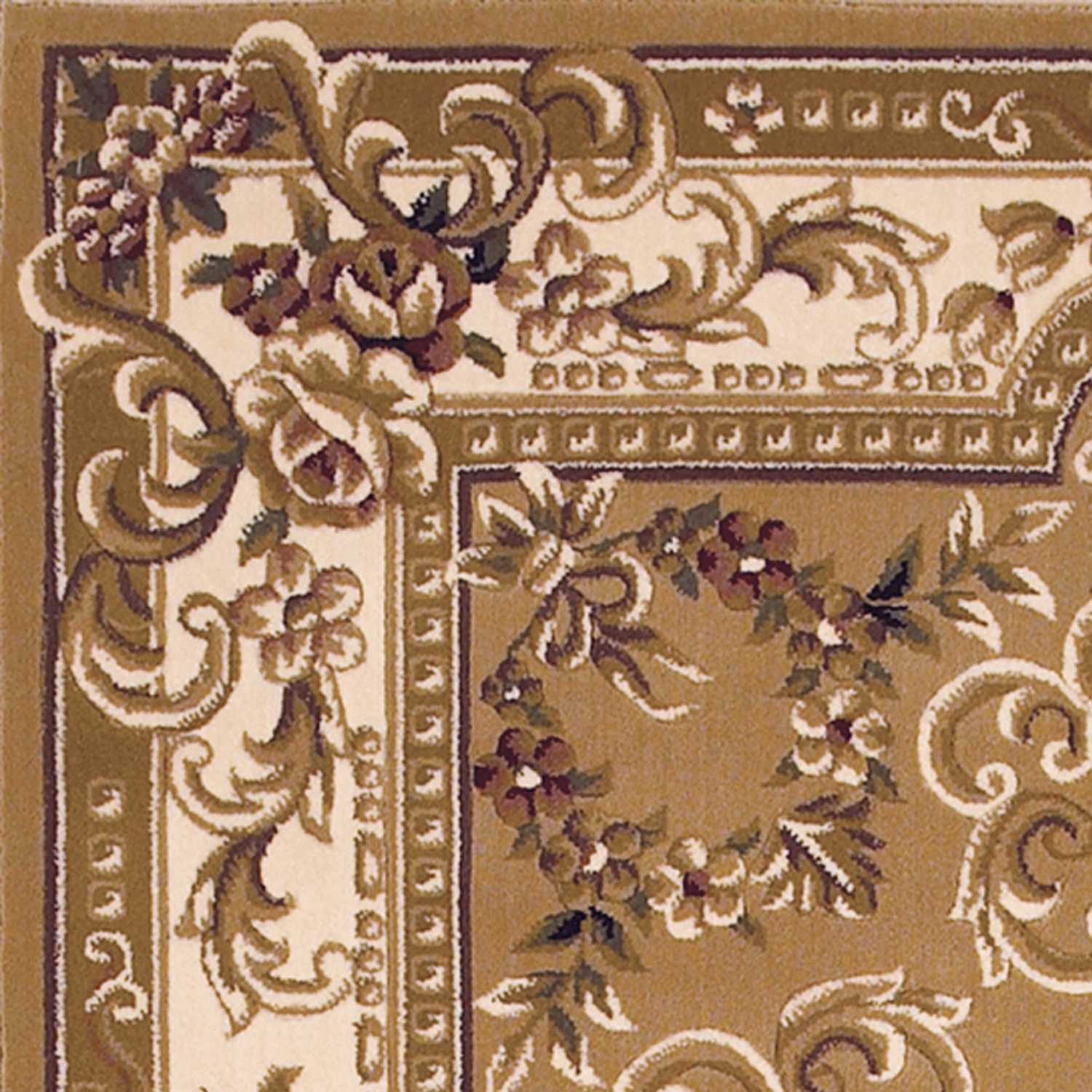 5' X 8' Beige Ivory And Brown Floral Medallion Area Rug