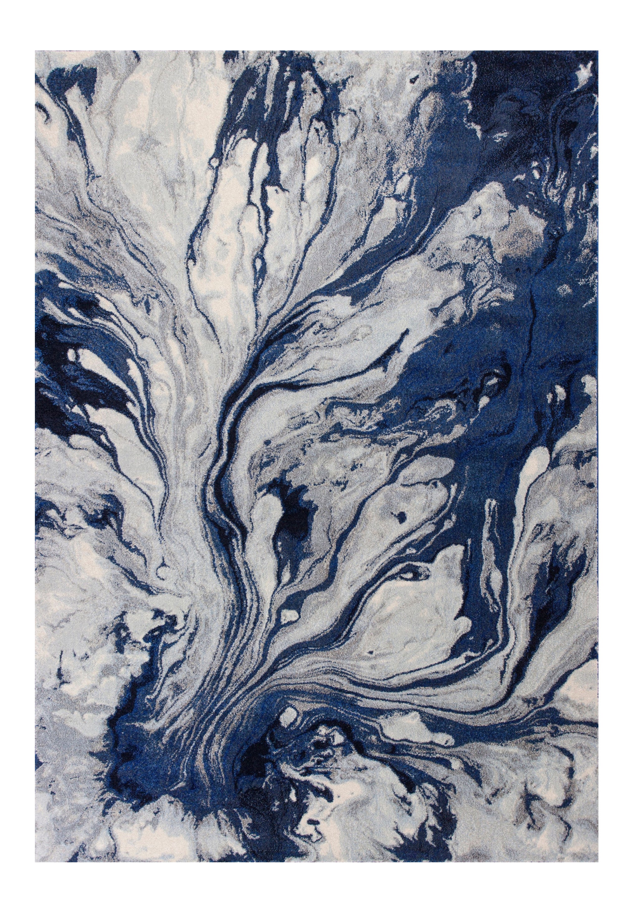 5' X 8' Blue Gray And Ivory Abstract Area Rug