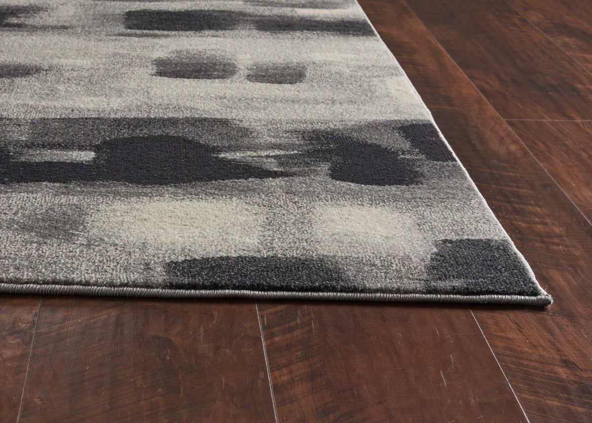 5' X 8' Gray Black And Ivory Abstract Area Rug