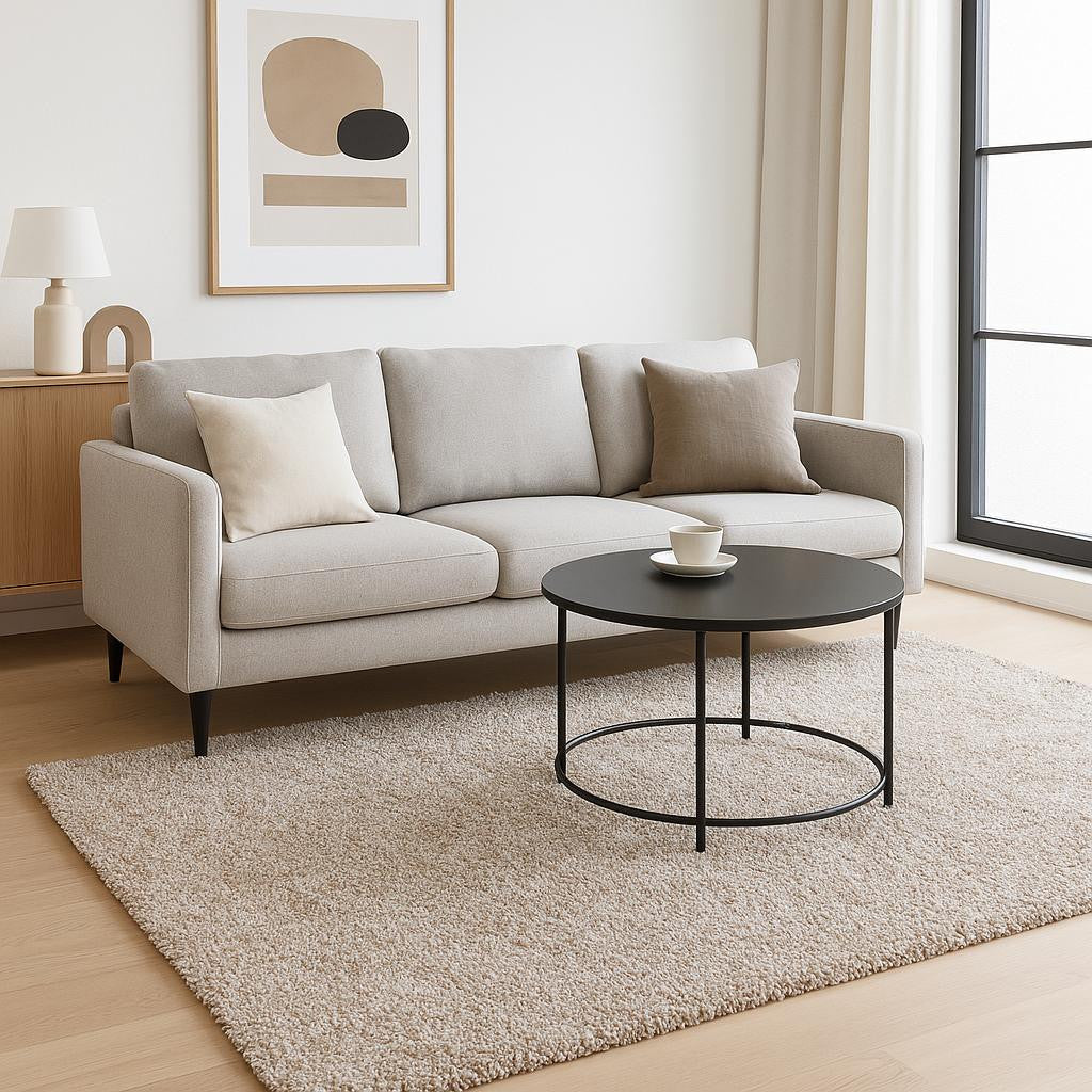 5' X 7' Ivory Shag Hand Woven Area Rug