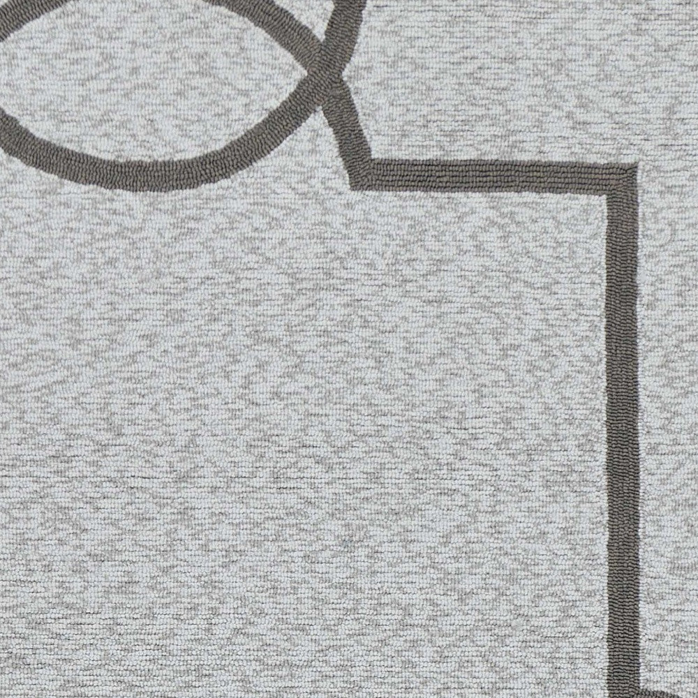 5' X 7' Ivory And Brown Geometric Handmade Indoor Outdoor Area Rug