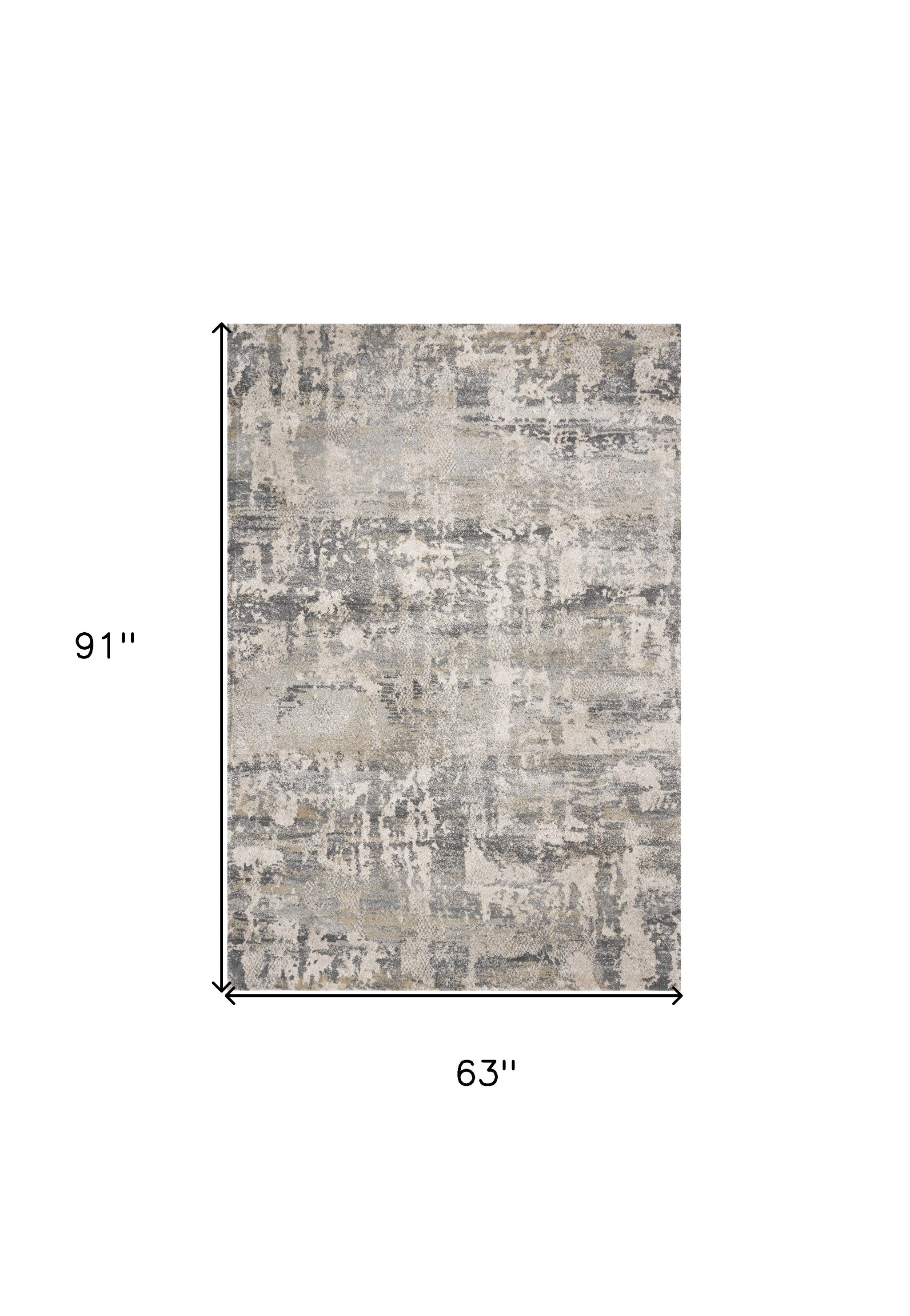 5' X 8' Gray And Tan Abstract Area Rug