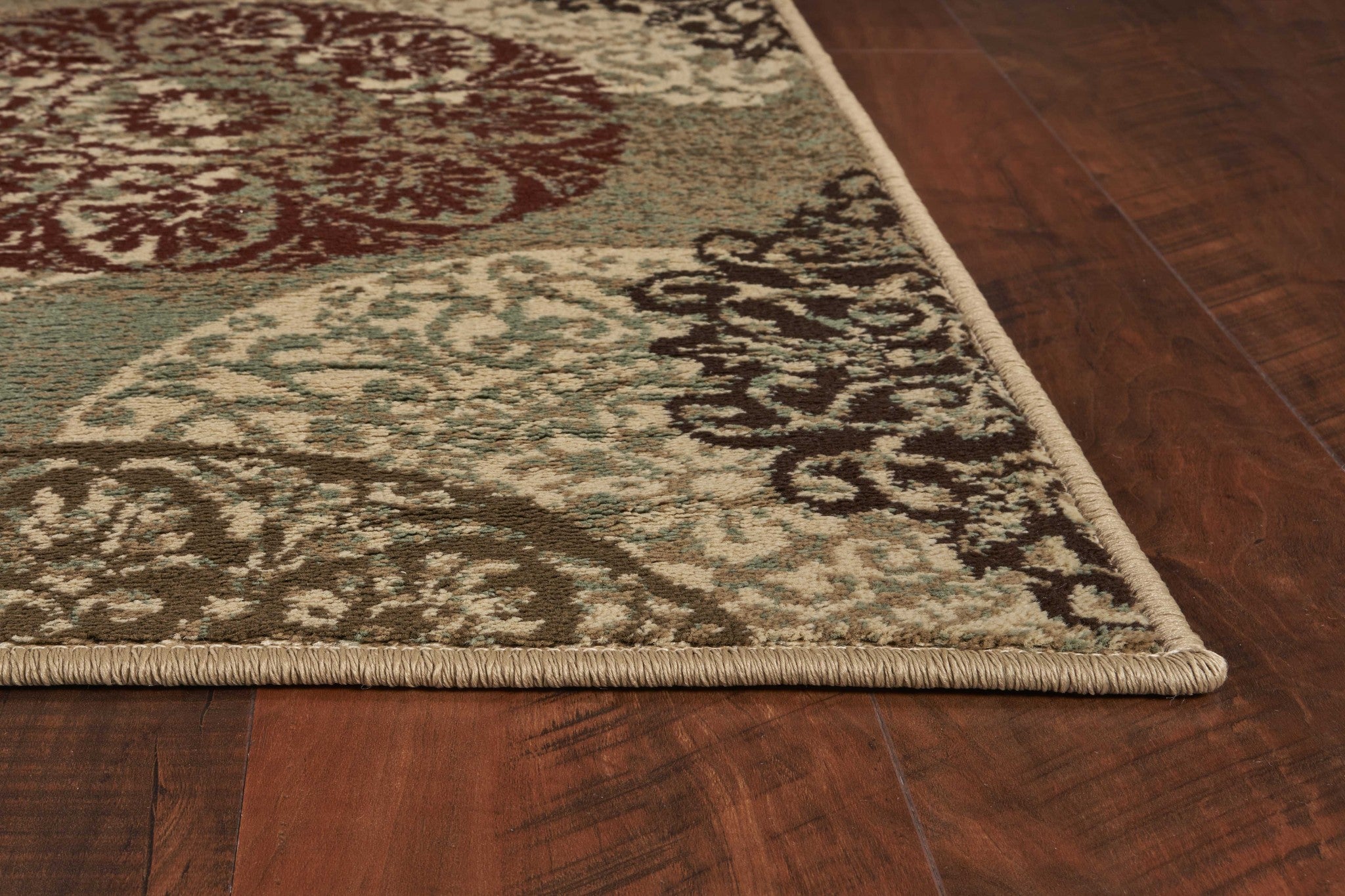 8' X 11' Sage Brown And Ivory Floral Medallion Area Rug