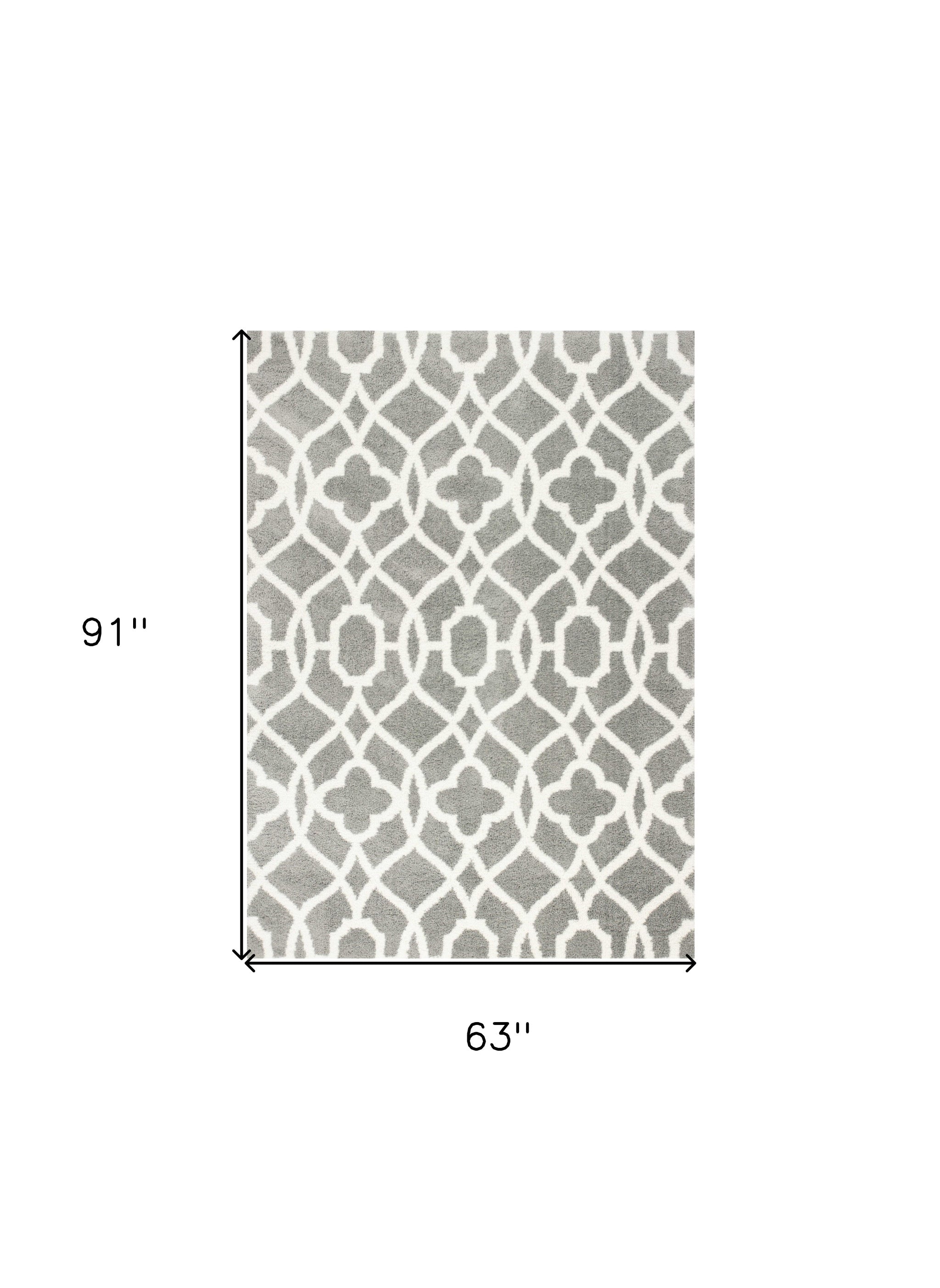 5' X 8' Gray And Ivory Ogee Area Rug