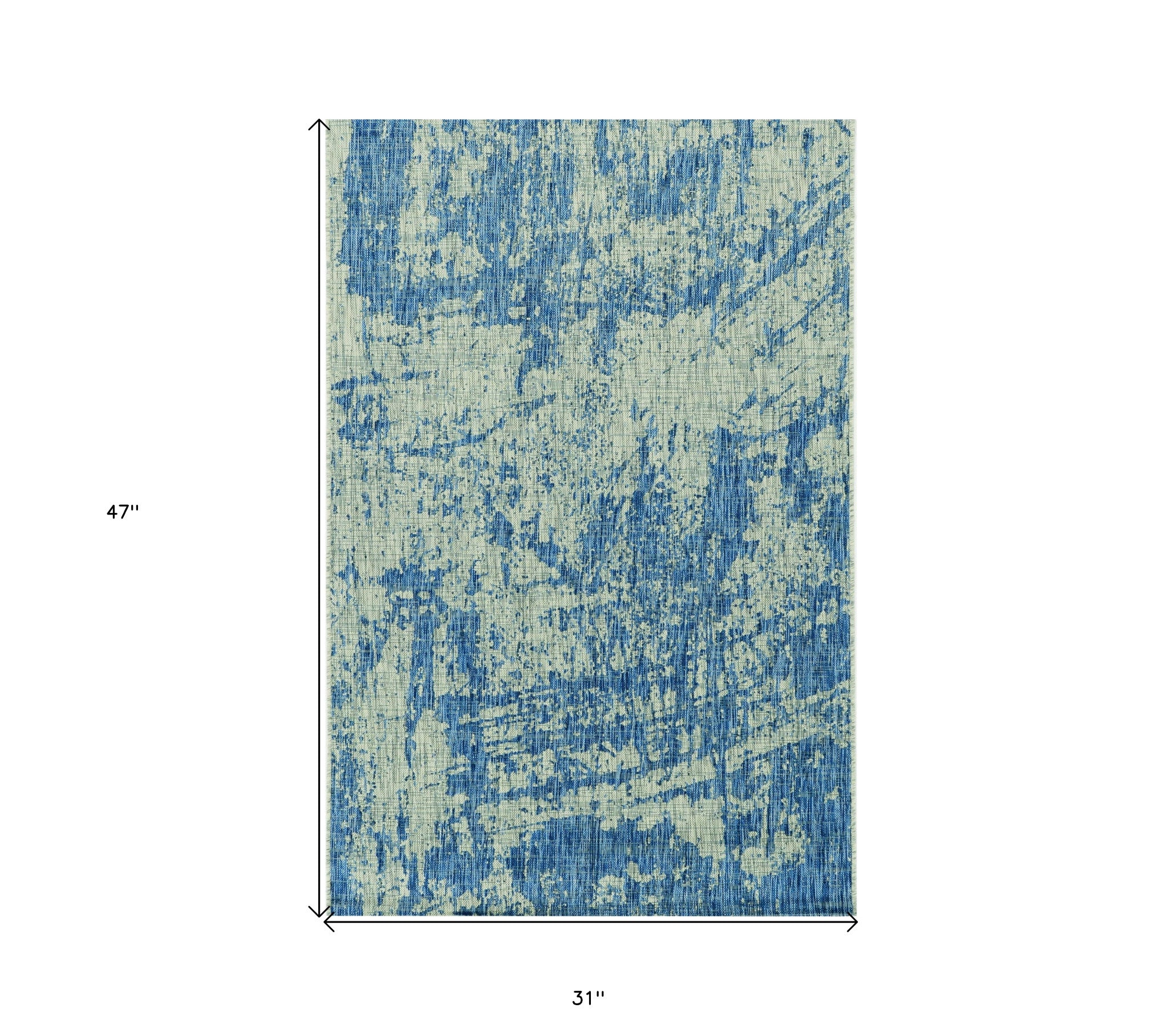 3' X 4' Green And Denim Blue Abstract Area Rug