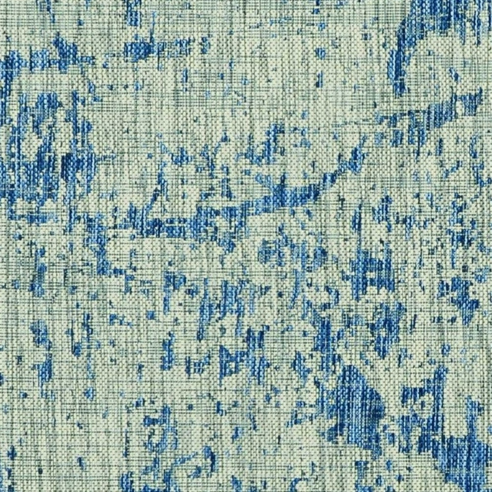 3' X 4' Green And Denim Blue Abstract Area Rug