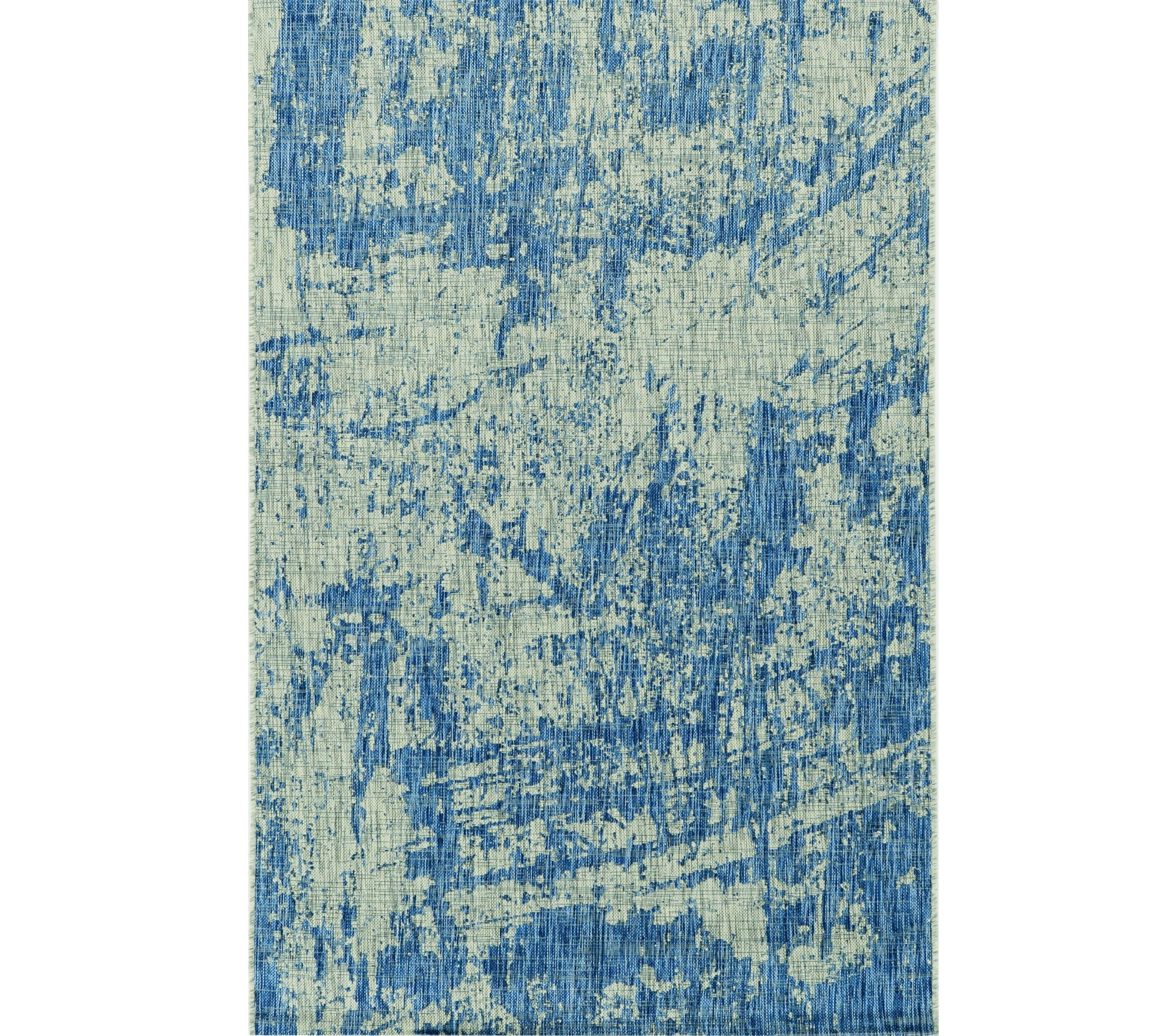 3' X 4' Green And Denim Blue Abstract Area Rug