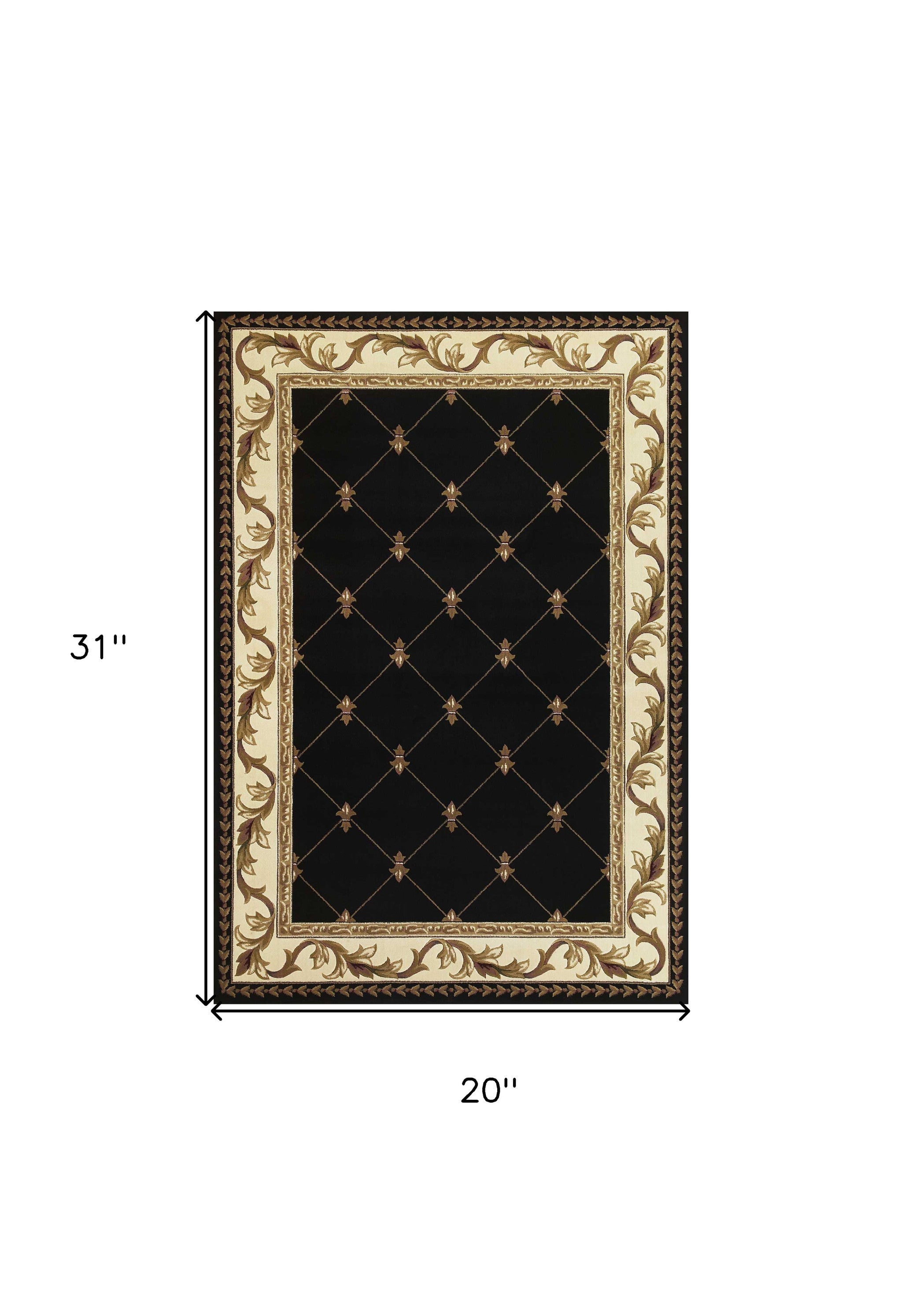 2' X 3' Brown Black And Ivory Floral Vines Area Rug
