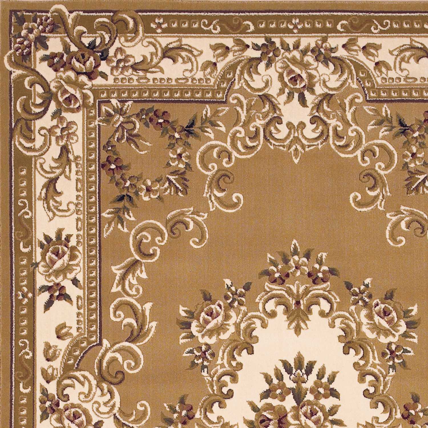 2' X 3' Beige Ivory And Brown Floral Medallion Area Rug