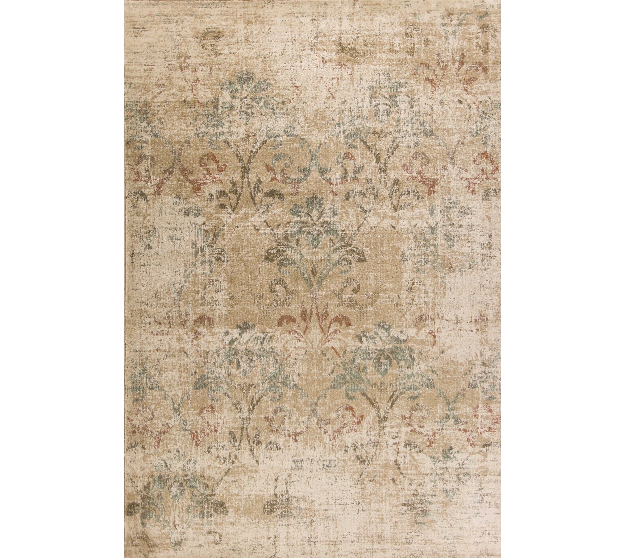 3' X 5' Champagne And Beige Damask Area Rug