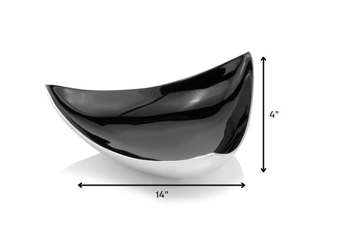 14" Black and Silver Aluminum Triangular Bowl