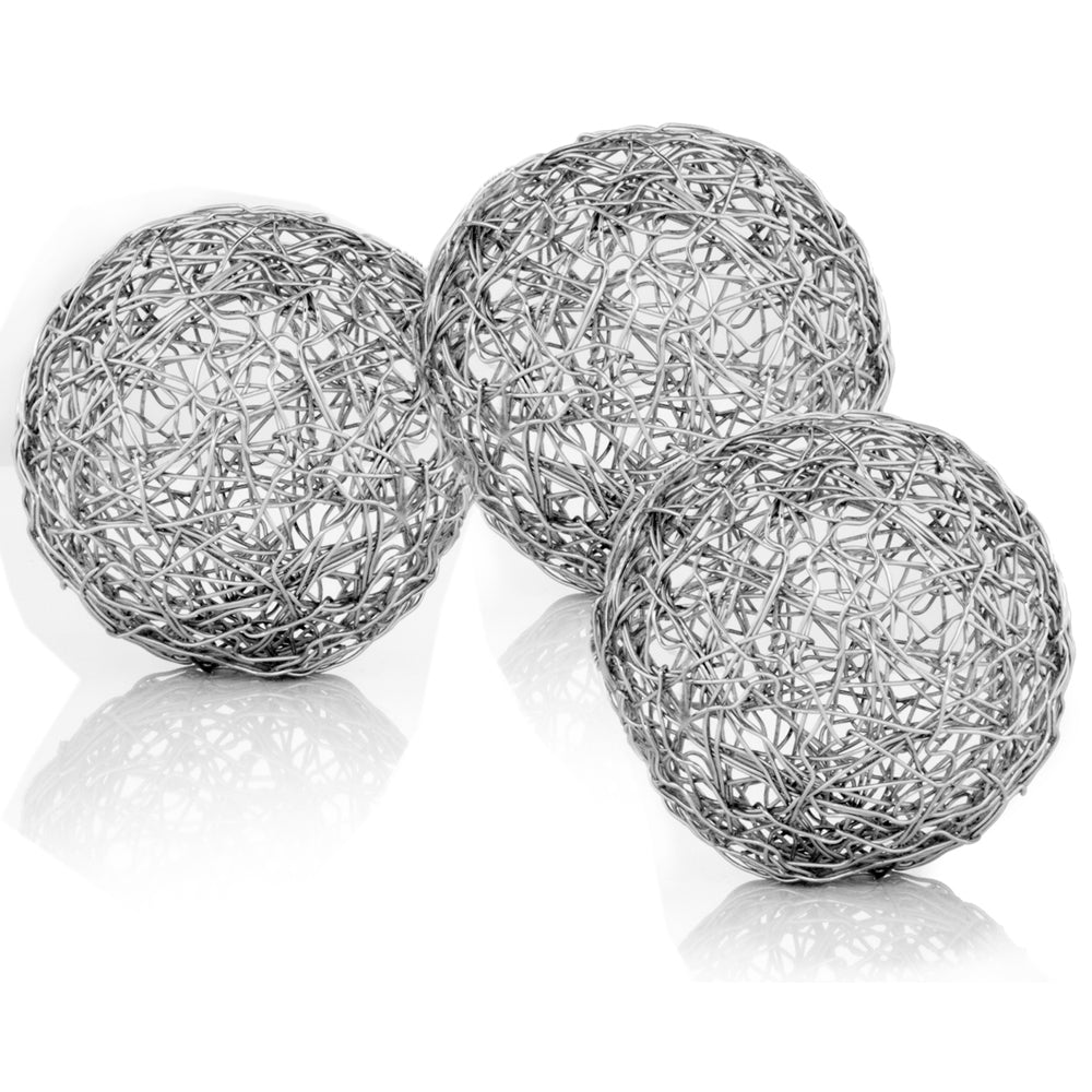 5" X 5" X 5" Shiny Nickel Silver Wire Spheres Box Of 3