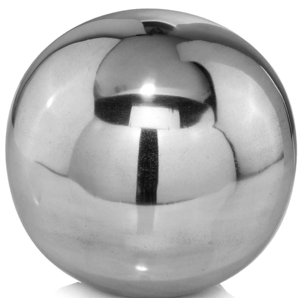 4" Silver Buffed Aluminum Decorative Orb
