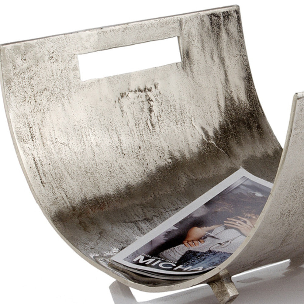 17" Brushed Silver Modern Magazine Basket