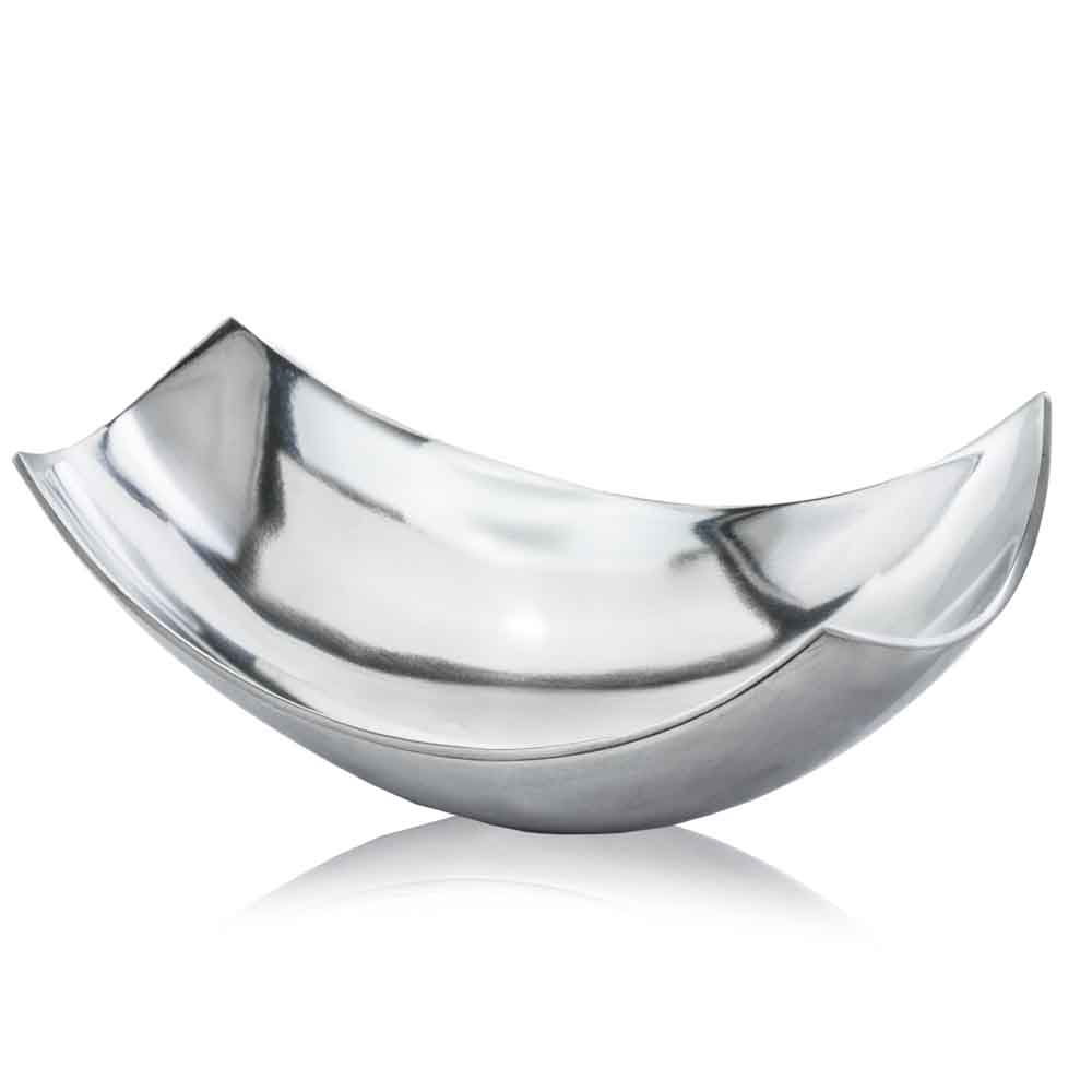 9.75" X 17" X 5.5" Buffed, Silver, Large Scoop Bowl