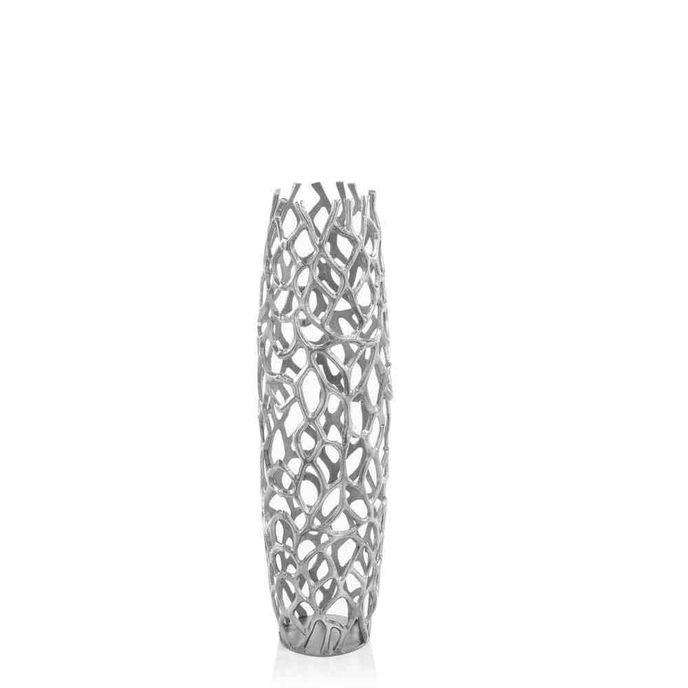 32" Aluminum Gold Twigs Cylinder Floor Vase