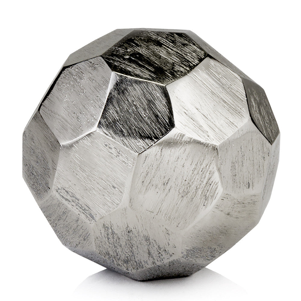 4" Silver Rough Hewn Faceted Sphere