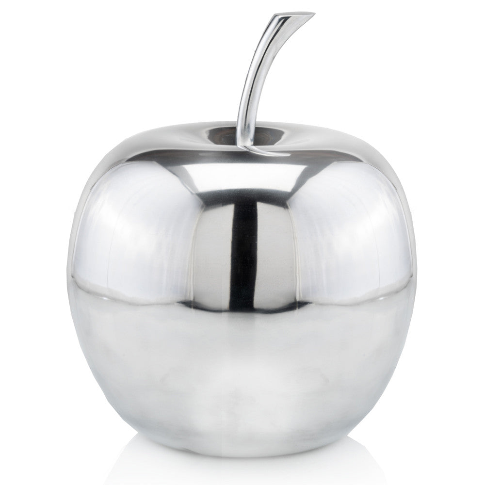 11" Silver Buffed Aluminum Decorative Apple Tabletop Sculpture
