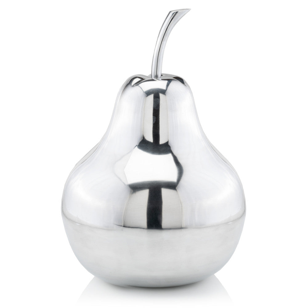 11" Silver Buffed Aluminum Decorative Pear Tabletop Sculpture
