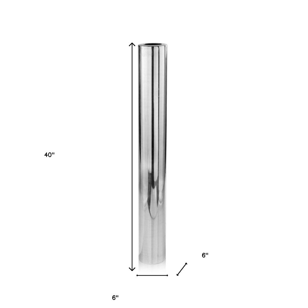 56" Silver Aluminum Cylinder Table Vase