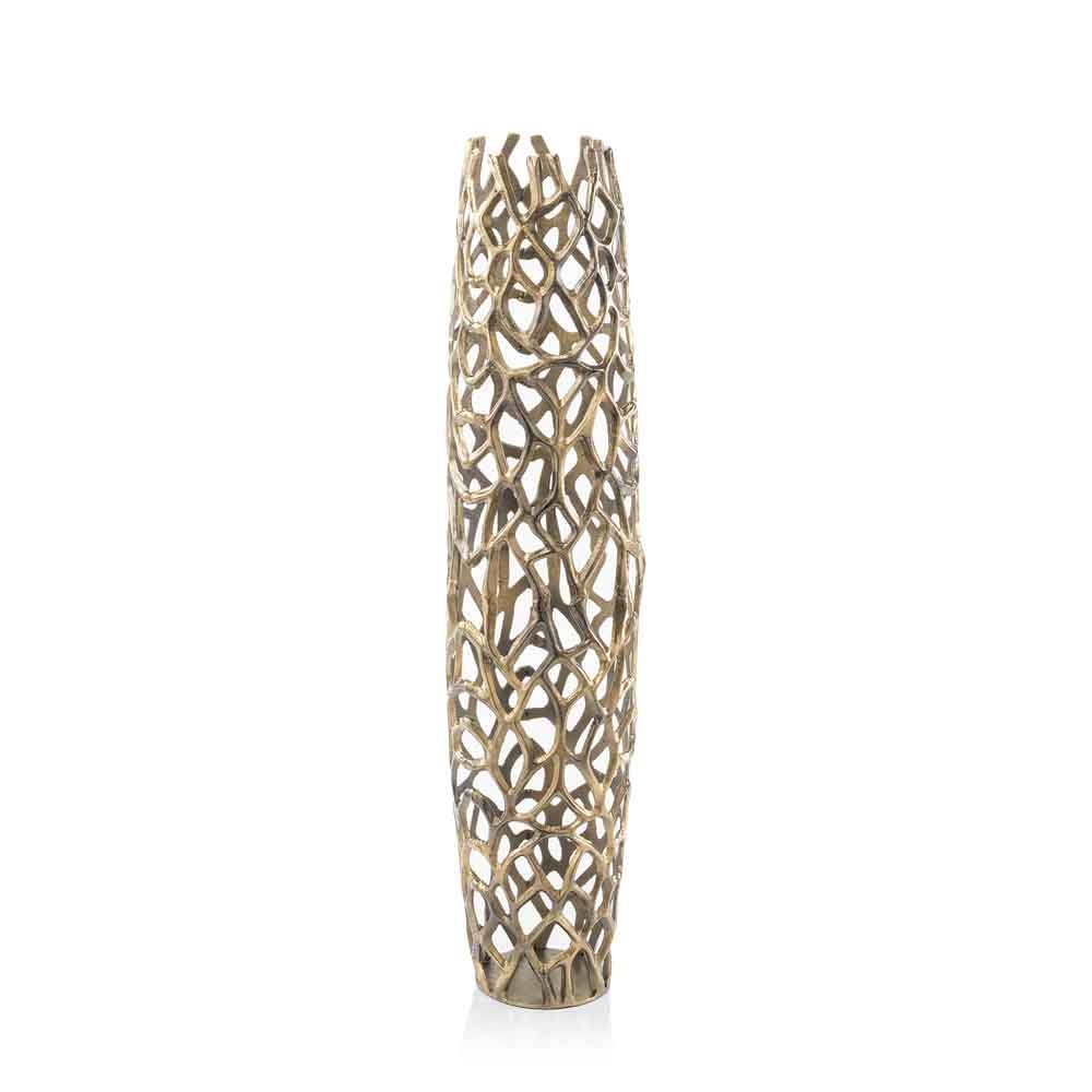 47" Aluminum Silver Twigs Cylinder Floor Vase