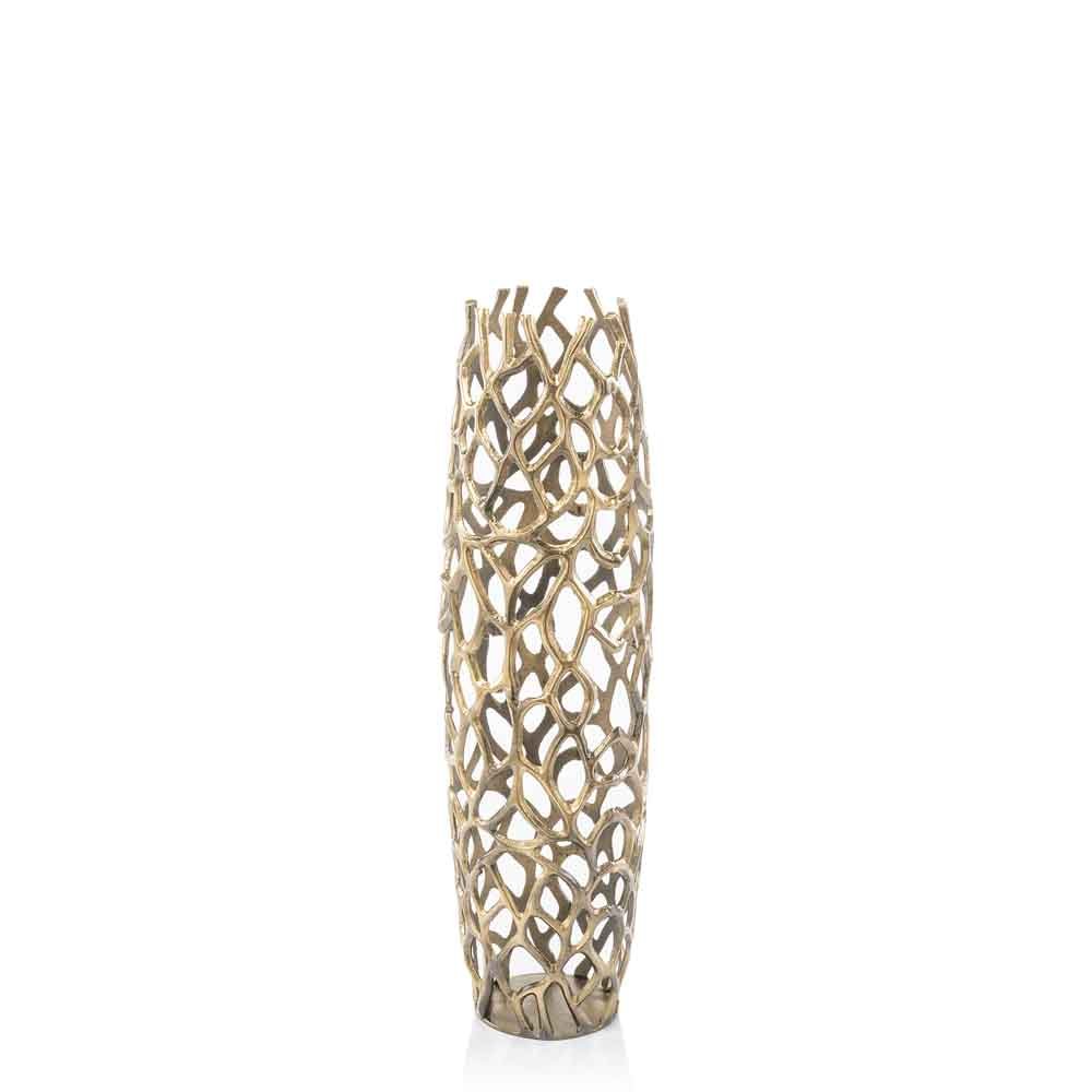 32" Aluminum Silver Twigs Cylinder Floor Vase