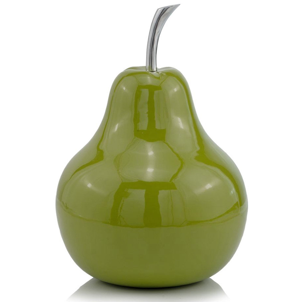 16" Green Aluminum Decorative Pear Tabletop Sculpture