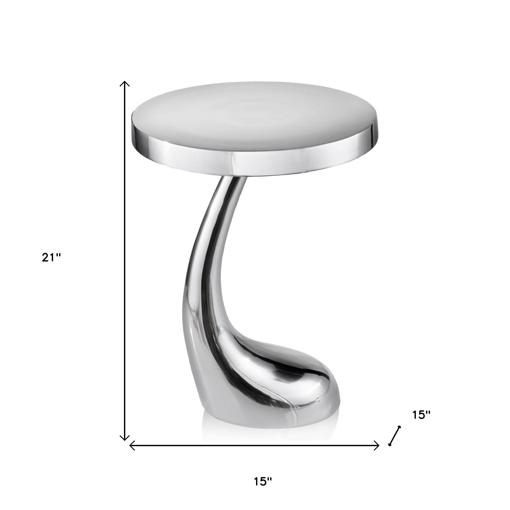 21" Silver Aluminum Round End Table