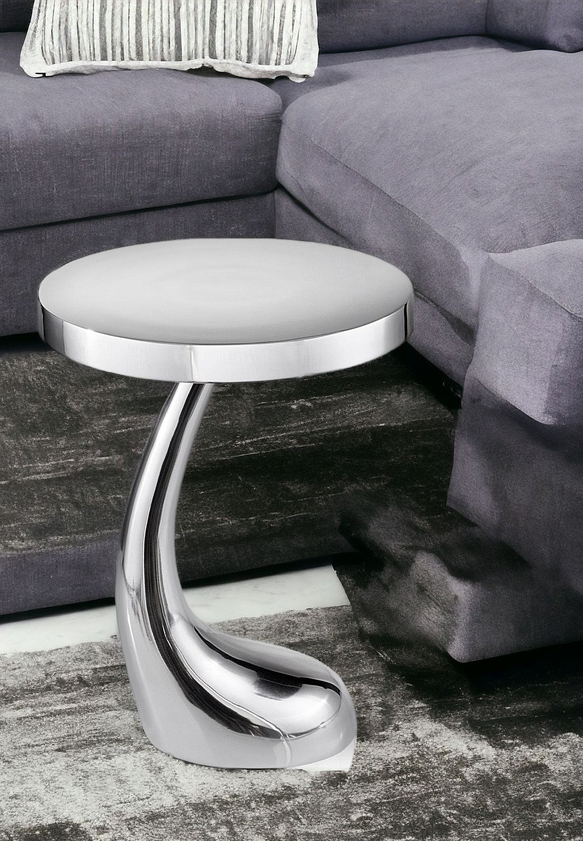 21" Silver Aluminum Round End Table