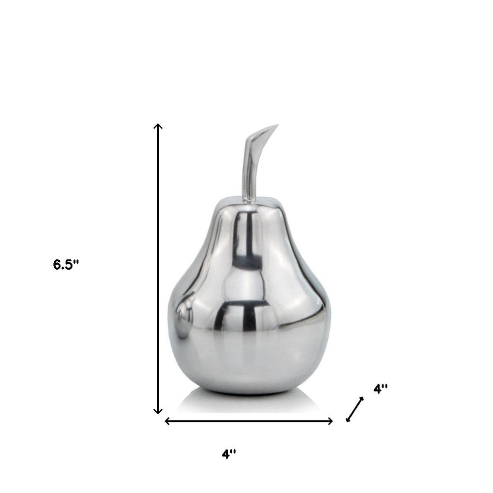 11" Silver Buffed Aluminum Decorative Pear Tabletop Sculpture