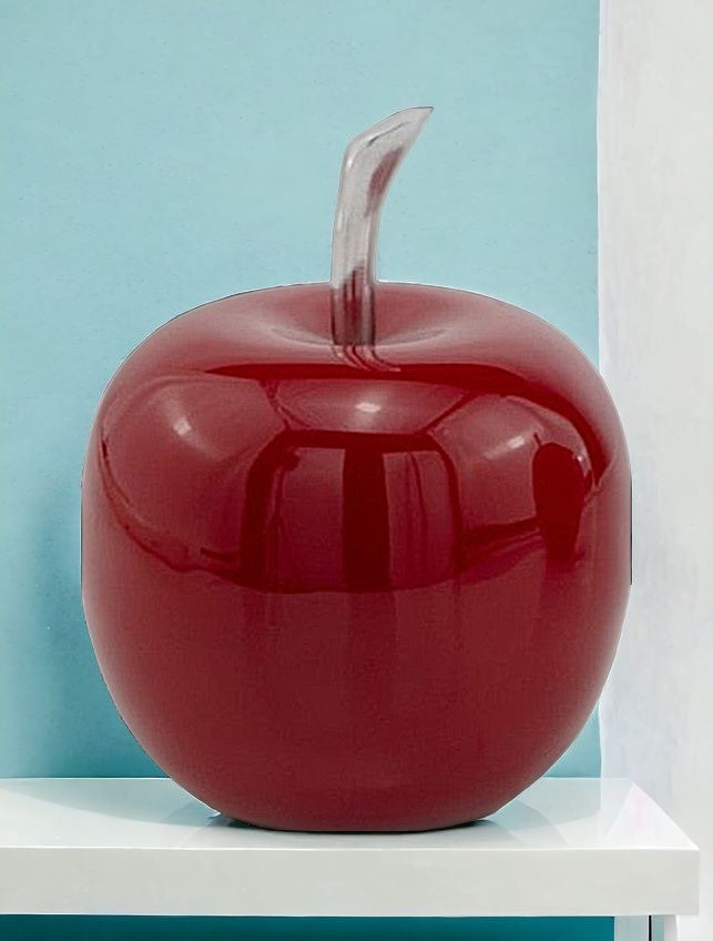 6" Red Aluminum Decorative Apple Tabletop Sculpture