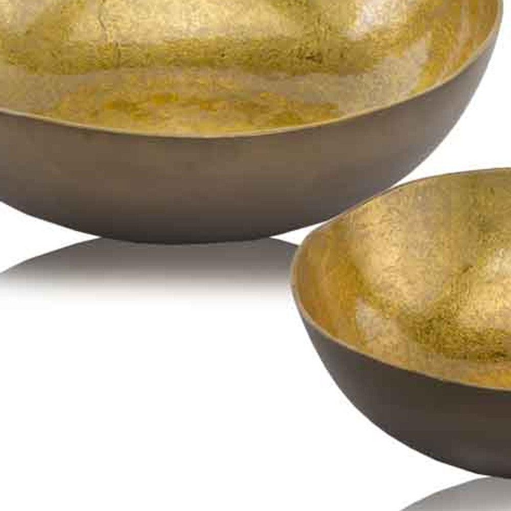 17" X 17" X 4.5" Gold & Bronze Metal Large Round - Bowl