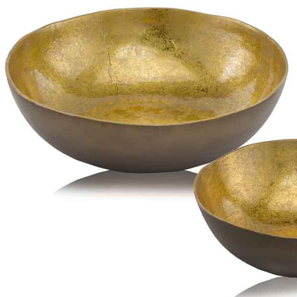 17" X 17" X 4.5" Gold & Bronze Metal Large Round - Bowl
