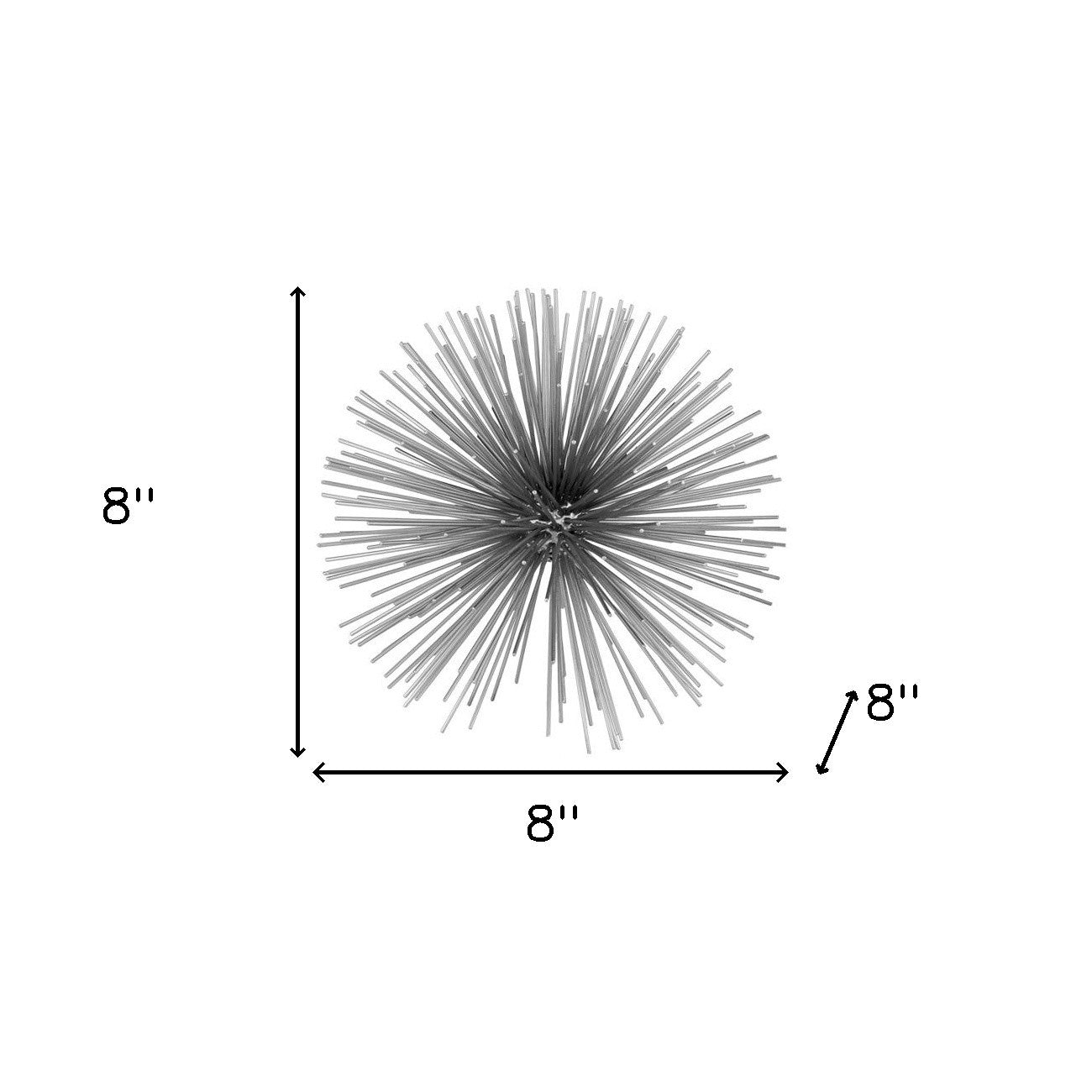 10" Silver Metal Spiky Sphere Tabletop Sculpture