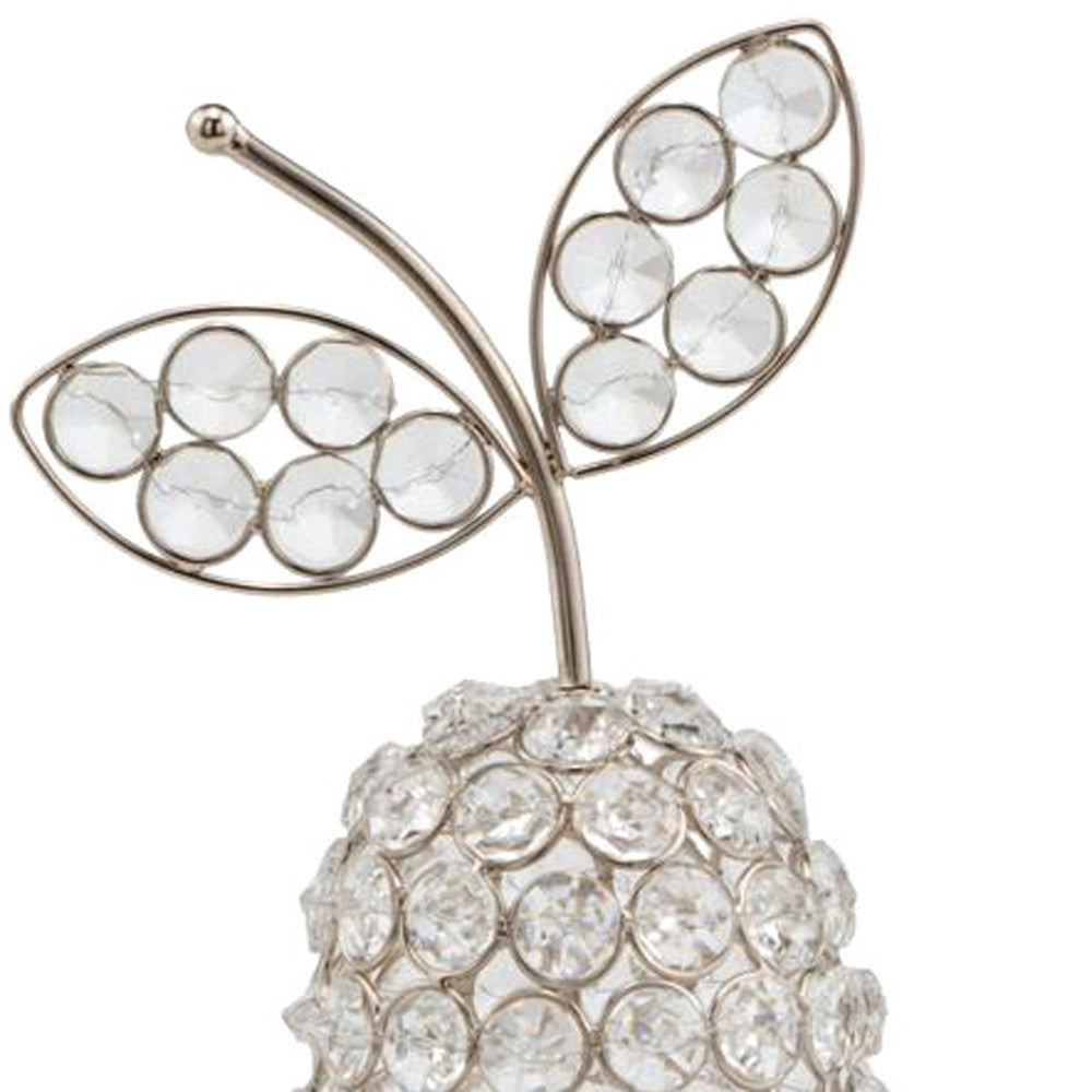 10" Silver and Faux Crystal Decorative Pear Tabletop Sculpture