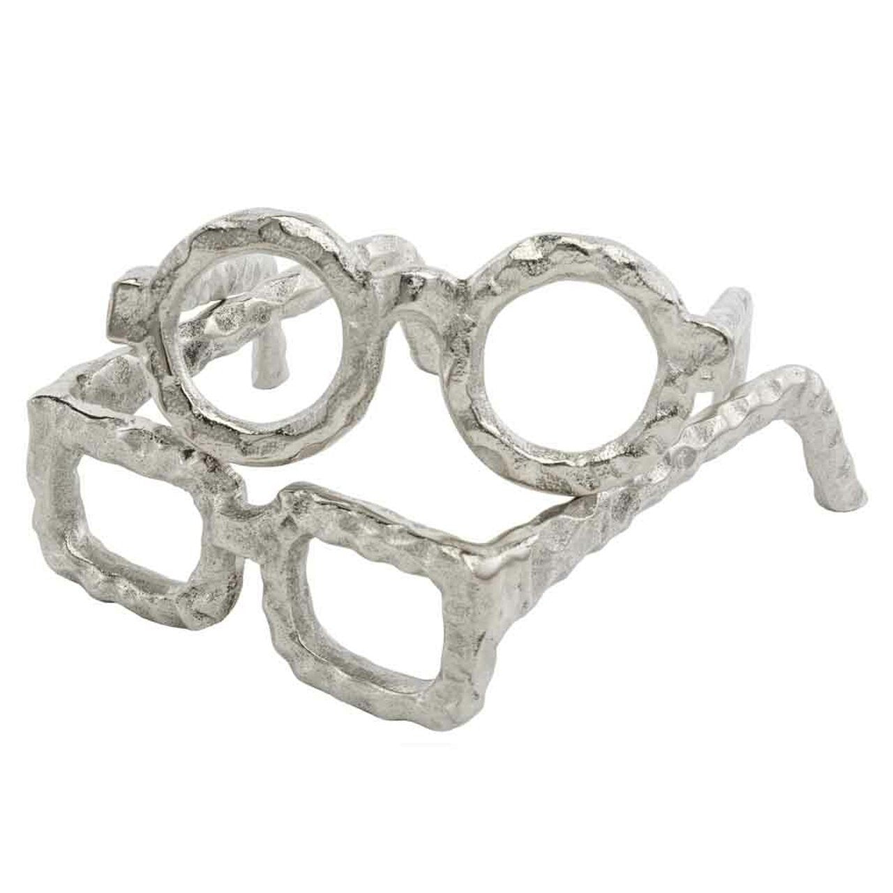 7" Silver Buffed Aluminum Decorative Eyeglasses Sculpture