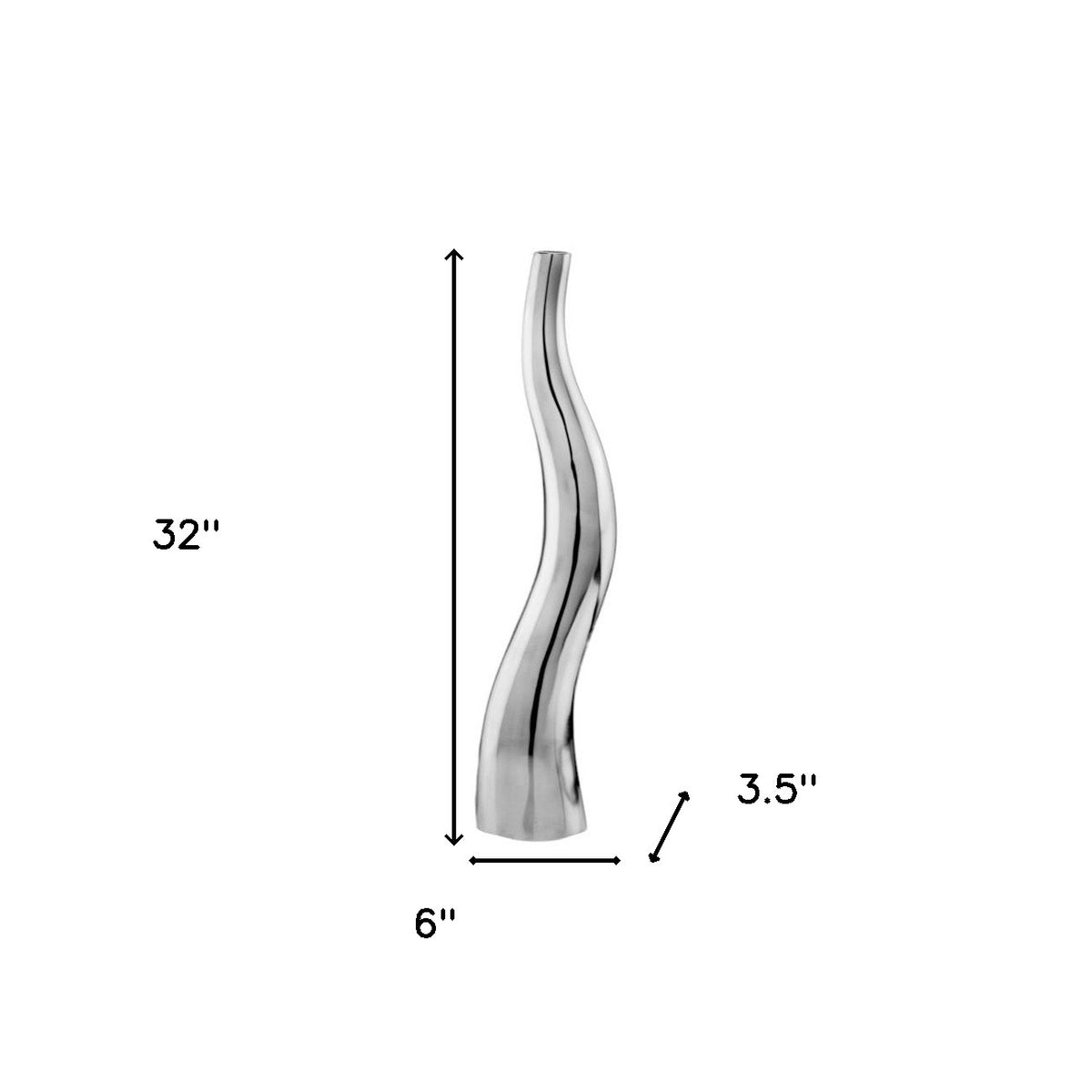 Set of Two Silver Aluminum Squiggly Vases