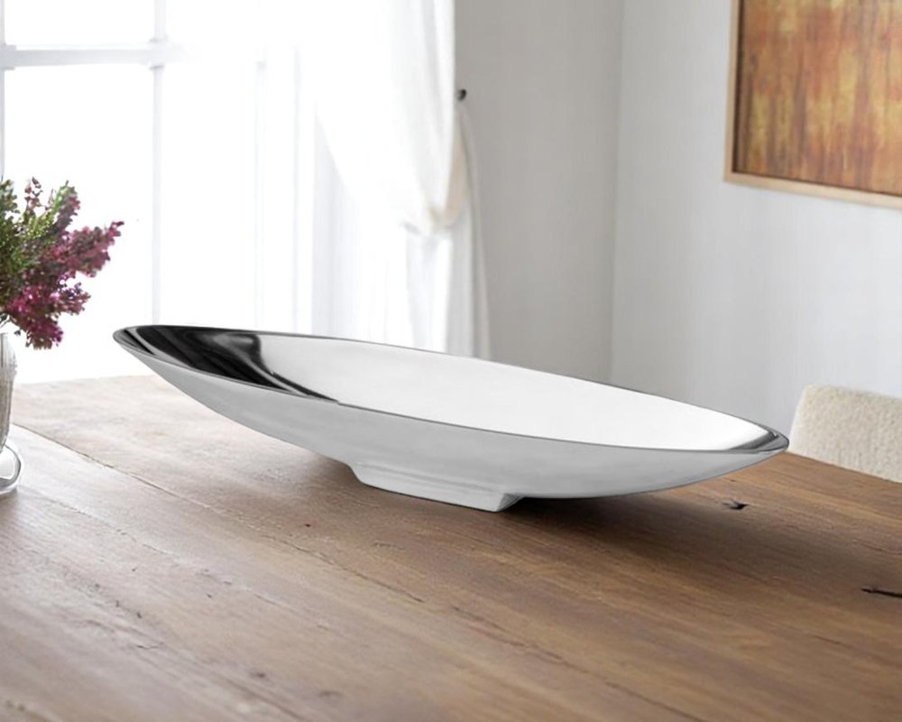 20" Contempo Shiny Silver Short Boat Tray